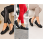 pantofi dama negri din piele naturala perforata cu talpa ortopedica CLP16N